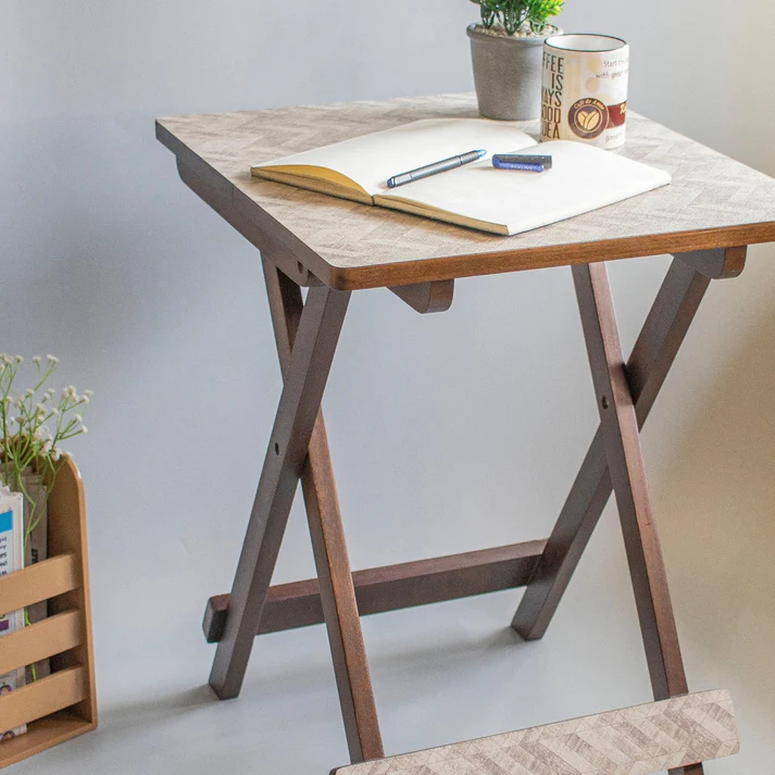 Kashmiri : Wooden Fodable Tables With Textured Finish
