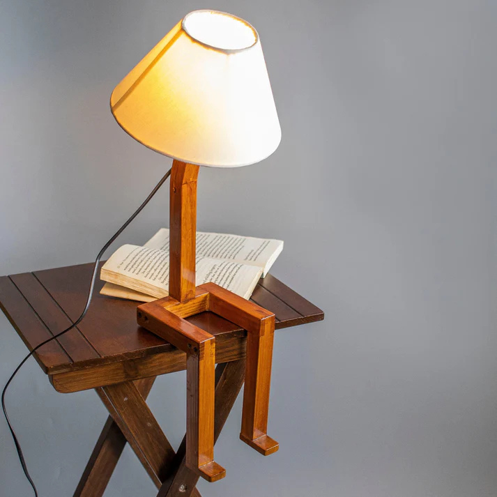 The RoboMan : Wooden Table Lamps
