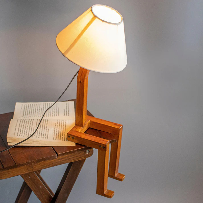 The RoboMan : Wooden Table Lamps
